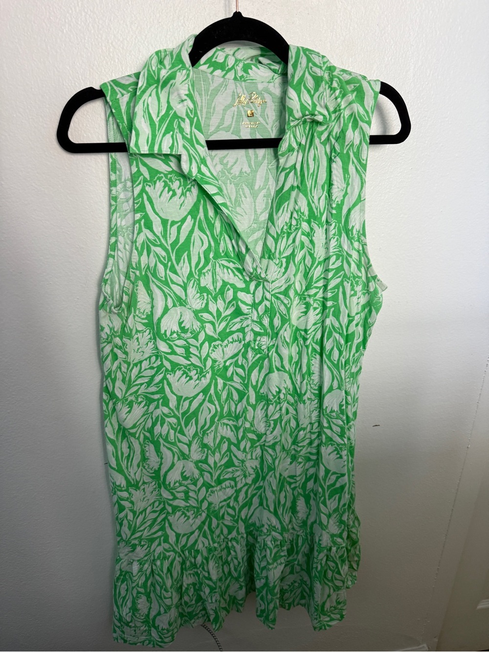 Lilly Pulitzer Green and White Sleeveless Cotton dress
